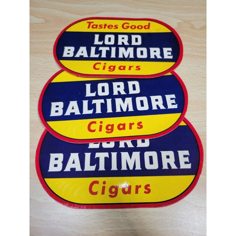Vintage Lot Of 3 Lord Baltimore Tobacco Door Decals